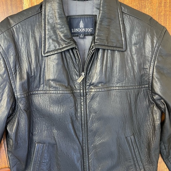 London Fog Black Leather Jacket Men’s S - Picture 7 of 10